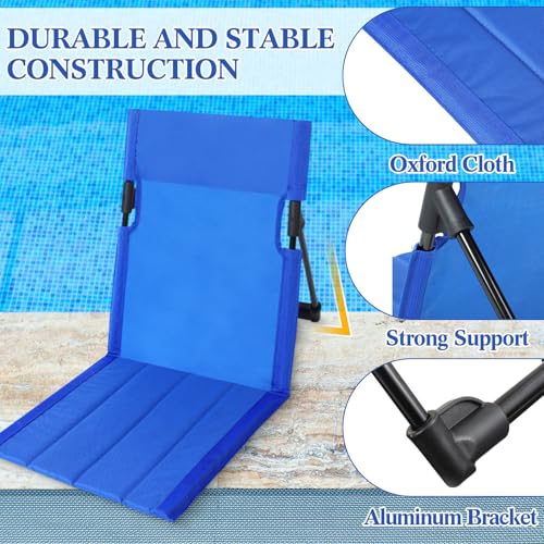 Karenhi 4 Pcs Foldable Poolside Chairs Portable Beach Chair Folding Seat for Edge of Pool Provide Back Support with Carry ...