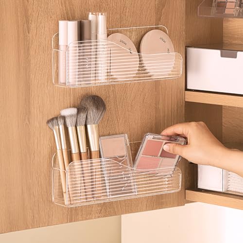 MORNITE Bathroom Medicine Cabinet Organizer Set, Narrow Compact Makeup Shelves Holder for Lipstick, Cosmetic, 2 Pcs Trays ...