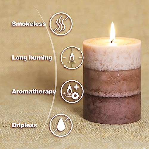 Cafemoon Coffee Pillar Candles, Aromatherapy Scented Candles, 35+ Hours Burn Long Lasting, Set of 3 Tall 3x4 Inch Dripless...