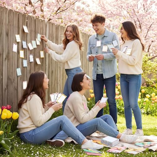 Marspark 108 Pcs Spring Gifts Bulk Flower Sticky Notes with Pens and Ribbons Floral Notepads Self-Adhesive Memo Pads Ballp...