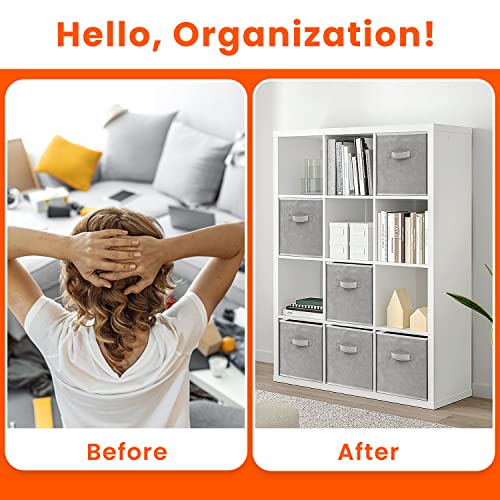 Criusia Storage Cubes - 11 Inch Heavy Duty Fabric Closet Bins for Shelves, Cube Organizer - 8 Pack Collapsible Decorative ...