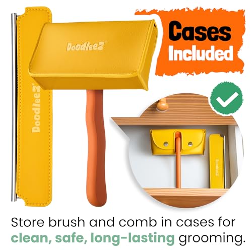 Slicker Brush for Dogs - Goldendoodle Brush with Poodle Comb and Cases Included - Goldendoodle Must Haves Grooming Tools -...