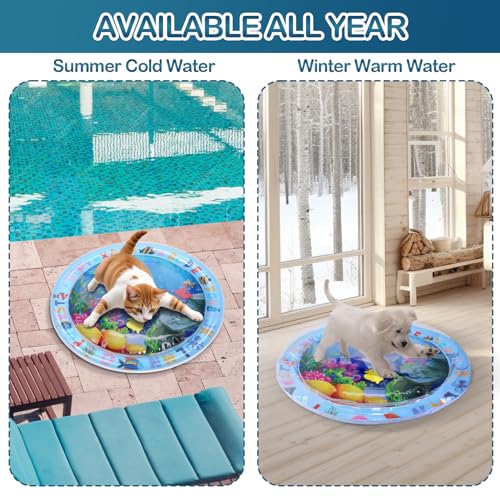 ZALALOVA Water Sensory Playmat for Cats, Thickened Upgraded Cat Dog Toys Bored Pet Animals Kicker Toys Self Play Mat, Inte...