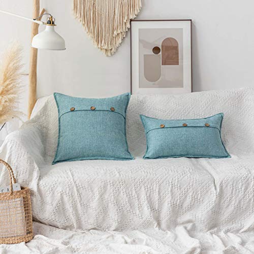 Home Brilliant 12x20 Pillow Cover Linen Decorative Throw Pillow Cover Button Cushion Cover for Couch, Rectangular, 30 x 50...