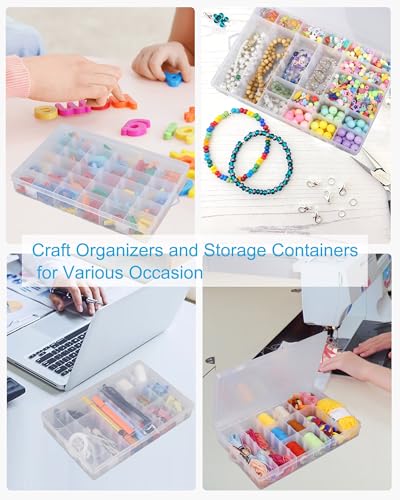 Facikono 6 Pack 36 Grids Bead Organizer Tackle Box Organizers Plastic Organizer Box with Dividers Craft Storage Containers...