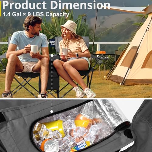 Outvita Folding Double Camping Chair w/Umbrella Beverage Holder Carrying Bag Cooler Fold Up Table, Large Bearing Capacity ...