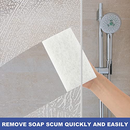 Handled Bath Scrubber, Bathroom Scouring Pad, Heavy Duty Cleaning Sponge Scrub Brush, Non-Scratch Remove Soap Scum, for Cl...