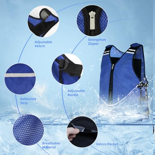 Cooling Vest for Men&Women, Reflective Ice Vest with 32 PCS Ice Packs, Cool Jacket for Hot Weather Summer Workout