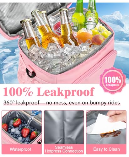 MIAOJIE Insulated Lunch Bag for Men & Women, 9L Leakproof Lunch Box Soft Cooler Tote with 5 Pockets, 600D Oxford, EVA Lini...