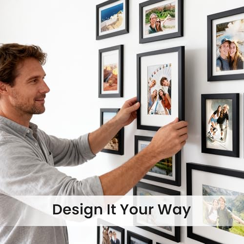 upsimples 19 Pack Picture Frames Collage Wall Decor for Mounting or Tabletop Display, Photo Gallery Frame Set for Family, ...