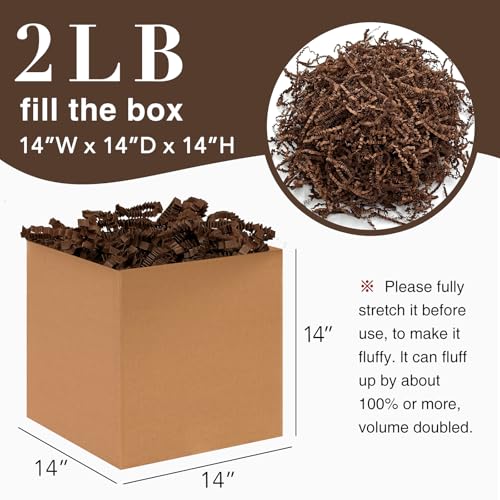 Corlcol 2LB Crinkle Paper Shred Filler for Gift Box Bag and Basket On Holidays(Dark Brown)