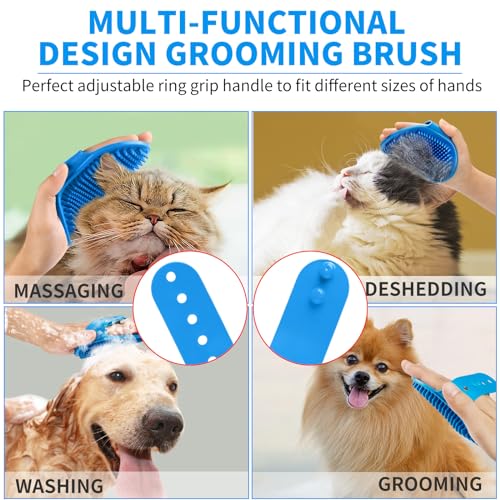 Comotech 6PCS Dog Bath Brush & Dog Toothbrush | Adjustable Handle Shampoo Brush & Scrubber for Short & Long Haired Dogs & ...