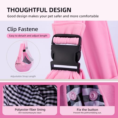 Adjustable Dog Carrier Sling - Hand-Free Dog Carriers for Small Dogs and Cats, Puppy Sling Carrier with Zipper Purse Pocke...