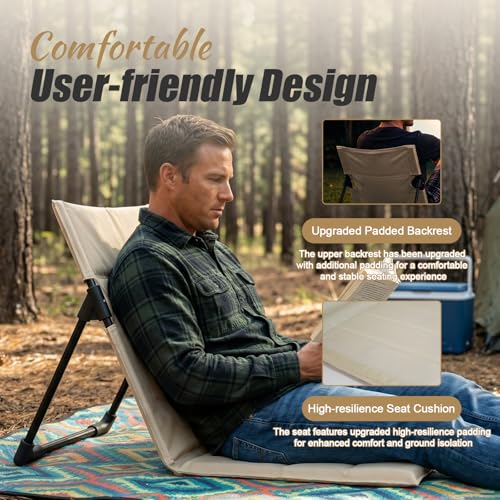 ROADNADO Widened & Thickened Folding Camping Chair with Backrest Ultra-Light Portable Beach Chair Outdoor Foldable Floor C...