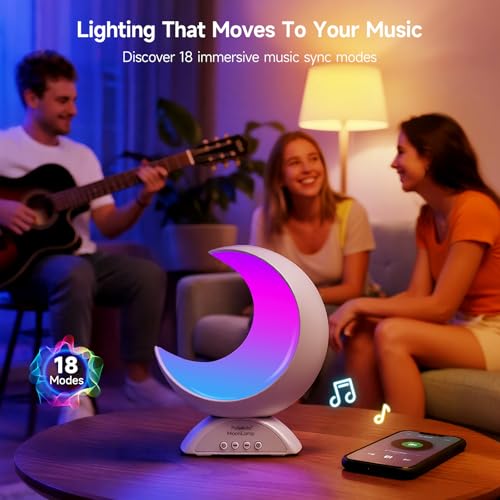 Pulselala Touch Moon Table Lamp with RGB Adjustable Light, Scene Mode and Music Mode, Warm White LED Moon Light, Suitable ...
