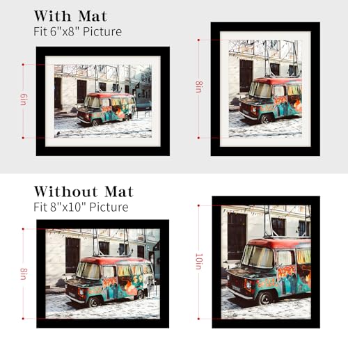 8x10 Black Picture Frames Nature Solid Wood 4 Pack for Wall Mounting and Tabletop Display