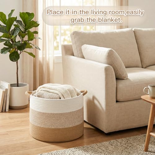 Artfeel 70L Large Cotton Rope Basket, Decorative Woven Blanket Storage for Living Room, Boho Toy Storage & Toy Box for Kid...
