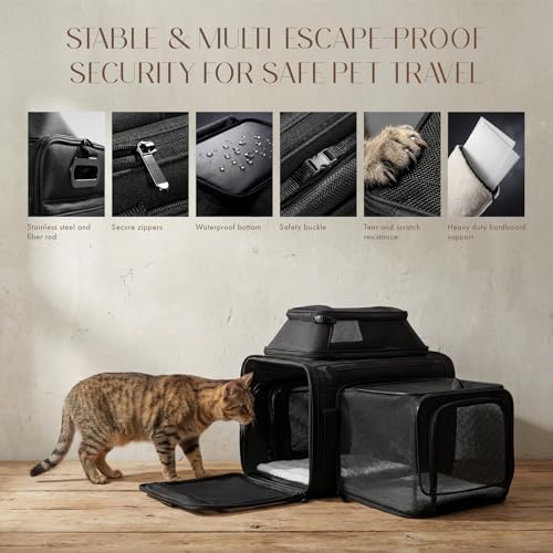 Top and Side Expandable Pet Carrier with Treat & Pet Window,18x11x11 Inch Delta American United Airline Approved,Soft-Side...