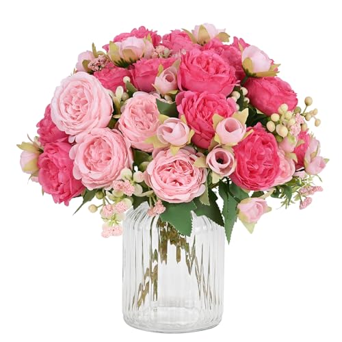 MARTINE MALL 2 Packs Peonies Artificial Flowers, Mixed Pink Artificial Peonies, Silk Peonies Flowers Fake Peonies Artifici...