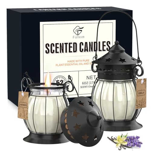 Scented Candles Gifts Set for Women, 2X 6 oz Aromatherapy Jar Candles for Home, Vanilla & Lavender Soy Wax Long Lasting Re...