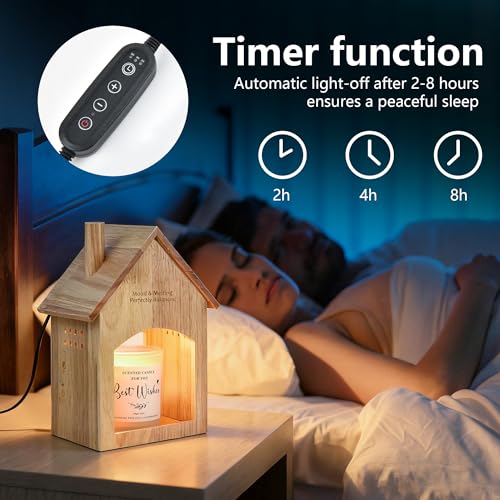 Peppry Candle Warmer Lamp with Timer, Wooden Electric Warming Light for Jar Candles, Dimmable Farmhouse Rustic Warmers Lam...