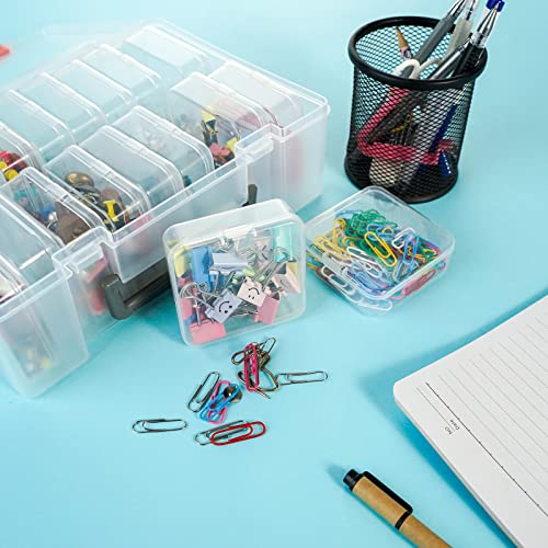 Letken 18 Pieces Small Plastic Craft 0rganizers and Storage, Transparent Box with Hinged Lid for Storage of Jewelry, Diamo...