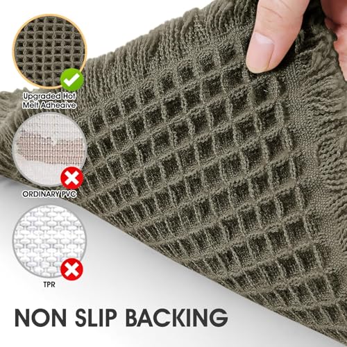 IM HOME Extra Large Waffle Bath Mat, Greyish Green 5'x2', Boho Bathroom Rugs Absorbent Non Slip, Ultra Soft Bathroom Mat, ...