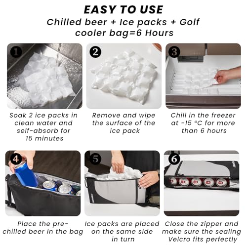 BAPOTH Golf Cooler Bag with 4 Ice Pack for 6 Hours, Large Capacity Golf Cooler Bag Hold 9-Can 12oz, 6-Can 16oz, 2 Bottle 7...