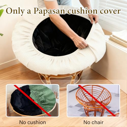 Wibeelee Papasan Chair Cushion Cover, 55" x 55" Soft Plush Fleece Slipcover Only, Removable & Machine Washable with Adjust...