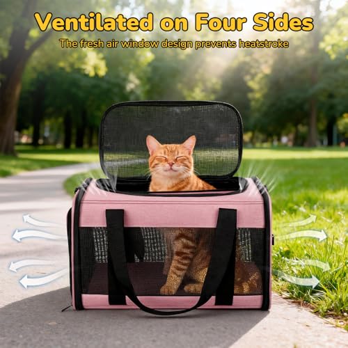 Hipubby Cat Carrier Dog Carrier for Pets Up to 16 Lbs, Soft-Sided Pet Travel Carrier for Cats and Small Dogs, Airline Appr...