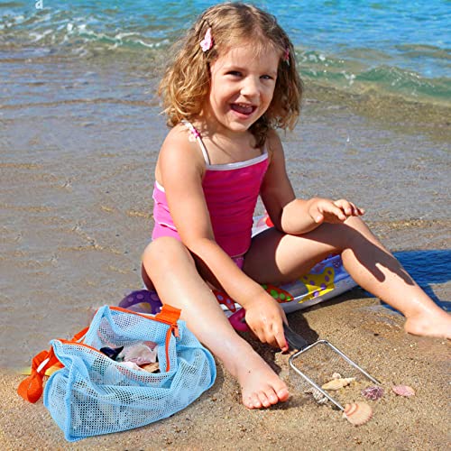 Vodolo Beach Mesh Shovel with Mesh Beach Bag for Shell Collecting, Kids Filter Sand Scooper for Picking Up Shells, Shark T...