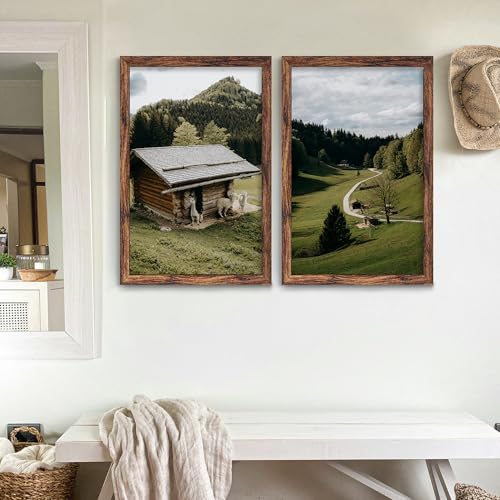 Fisnish 11x17 Picture Frame Brown, Classic Poster Frame for Horizontal or Vertical Wall Mounting, 1 Pack