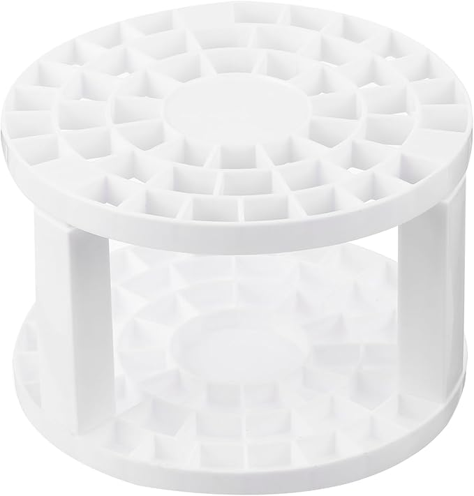 PATIKIL 1pcs White Minimalist Plastic Paint Brush Holder, 49 Holes Round Artist Desk Makeup Pencil Organizer