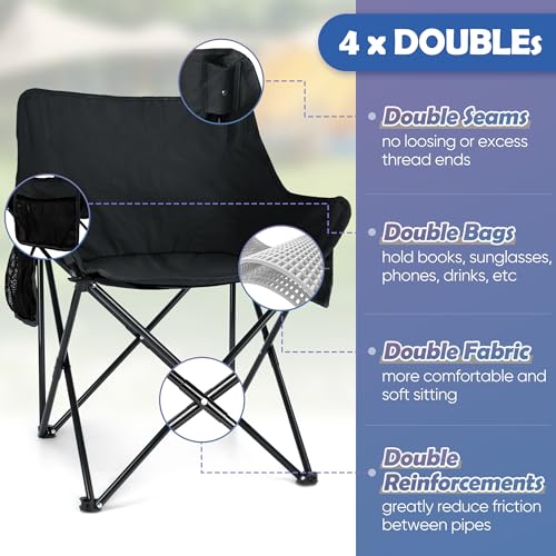 HaSteeL Camping Chair for Adults, Compact Folding Portable Chairs Set with Side Pockets for Outdoors Fishing, Hiking, Back...