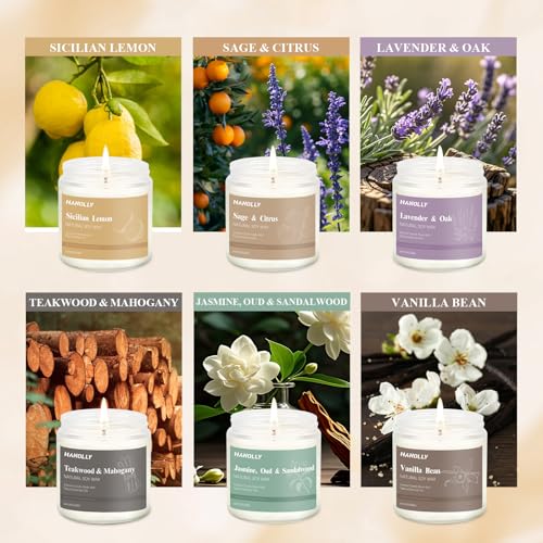 12 Pack Candles for Home Scented, Aromatherapy Candles Gifts Set for Women, Lavender, Vanilla, Rose Candle, 42OZ Natural S...