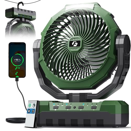 FRIZCOL 3-in-1 Camping Fan - Portable Fans Rechargeable - 24000mAh Battery Powered Fan with Light & Remote for Indoor, Out...