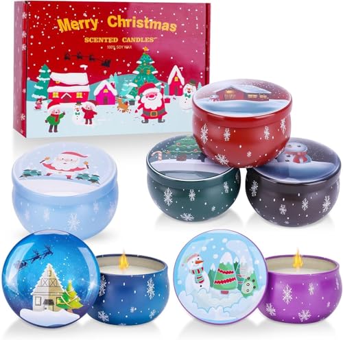 Christmas Scented Candles Gifts Set for Women, 6 Pack 2.5 Oz Candle Set, Natural Soy Wax, Aromatherapy Candles for Birthda...