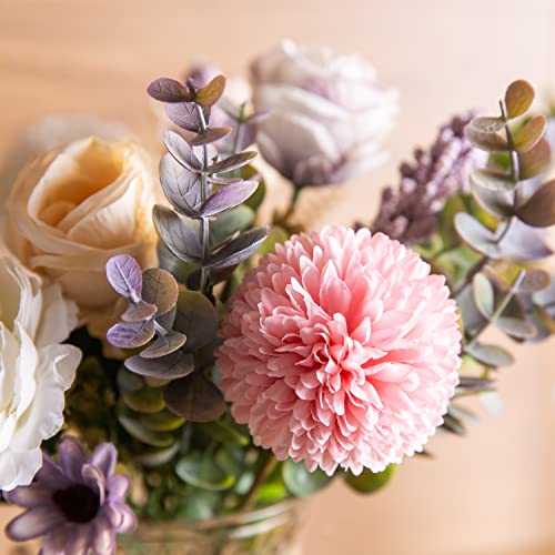 Aubcee Fake Flowers with Vase, Faux Peony Silk Flowers for Home Decor,Fake Flowers with Vase for Coffee Table Decor,Living...