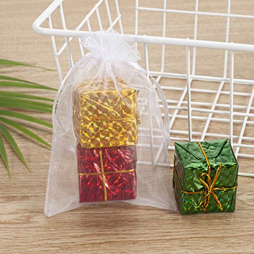 MOTYAWN 100 PCS Organza Gift Bags 4x5 White Wedding Party Favor Bags Mesh Gift Bags, Jewelry Pouches for Party, Baby Showe...