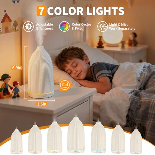 URPOWER 100ML Essential Oil Diffuser Ultrasonic Cool Mist Humidifier with 7 LED Lights, Timer & Auto-Off Quiet Aromatherap...