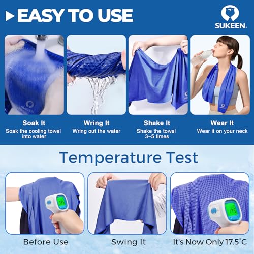 Sukeen Cooling Towels 8 Pack (40"x 12"), Cooling Towels for Neck and Face, Microfiber Breathable Towel for Hot Weather, Sw...