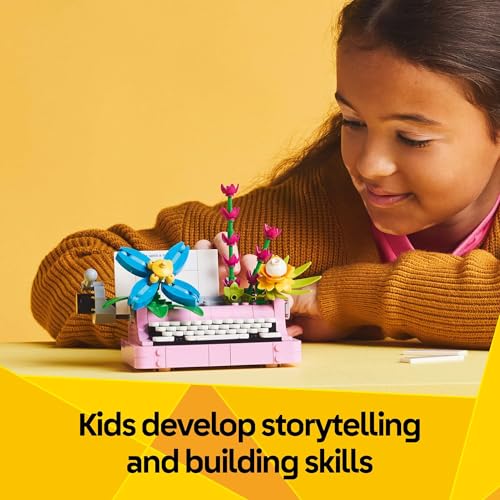 LEGO Creator 3 in 1 Typewriter with Flowers - Building Toy with 3 Building Options, Typewriter, Flowerpot with Pen & Noteb...
