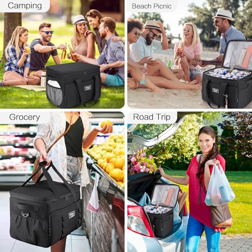 SUNUP 48 Cans Soft Sided Insulated Cooler Bag, Collapsible Large Lightweight Ice Chest, Portable Leak-Proof Cooler for Tra...