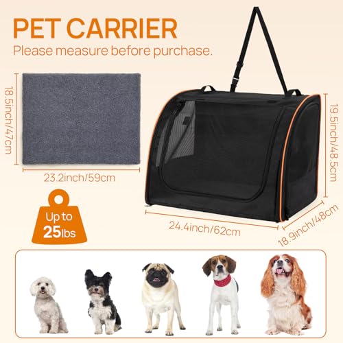 UNICITII Dog Car Seat, Enclosed Carrier for Pets Travel Safety Dog Crate Soft-Sided Covered Car Kennel Carrier for Backsea...