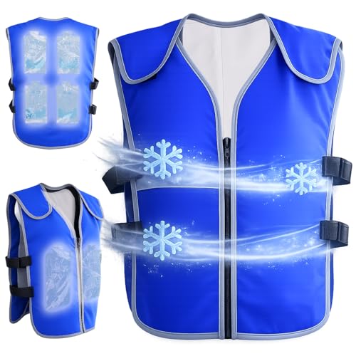 Cooling Vest for Men & Women, Ice Vest with 28 Reusable Ice Packs, High Visibility Reflective Adjustable Ice Jacket for Wo...