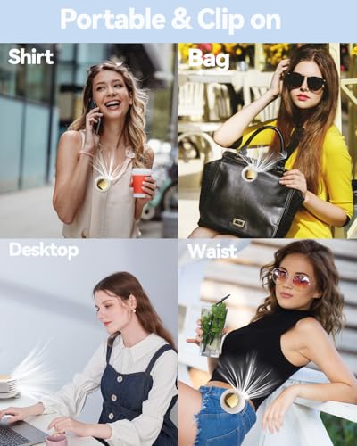 Portable Silent Mini Bladeless Fan Clip On, Small Fan Clip on for Shirt & Waist, Adjustable 3-Speed Suspended Whirlwind Fa...