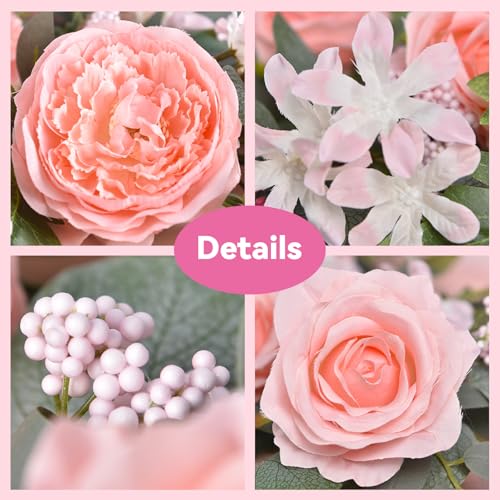 DearHouse 2Pcs Artificial Peony Flower Garland and - Silk Peony Garland with Flowers and Eucalyptus for Wedding Party Tabl...
