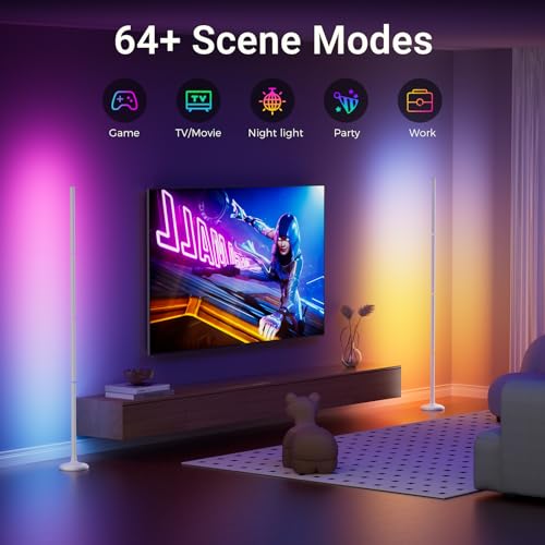 TJOY 2 Pack Smart Floor Lamps for Ambient Lighting, Crystal Joint Design, Modern LED Corner Light with Remote&APP Control,...