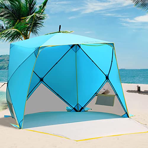 Old Bahama Bay Pop Up Beach Tent, Portable Shade Sun Shelter UPF50+ UV Protection for 4 Person Extendable Floor for Fishin...