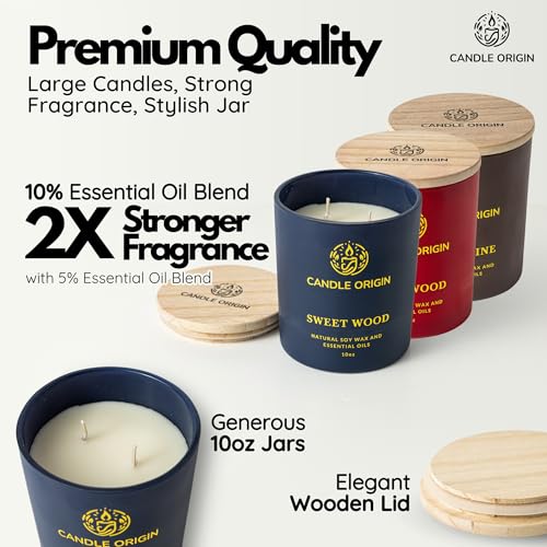 Candle Variety Pack - 3×10 oz Scented Candles Premium Gift Set for Men - Aromatherapy Candles for Him - Natural Soy Wax - ...